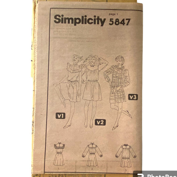 Simplicity 5847 Pattern Dress Miss 10 Uncut Pullover Back Slit Side Pockets - Picture 5 of 7